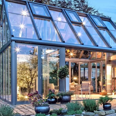 conservatory, glass greenhouse, wintergarden